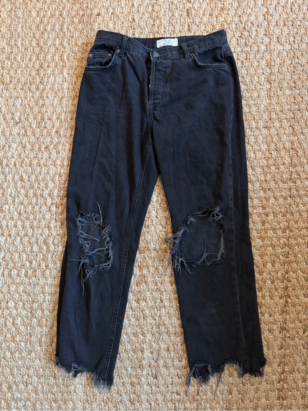 We The Free Black Distressed Relaxed Jeans